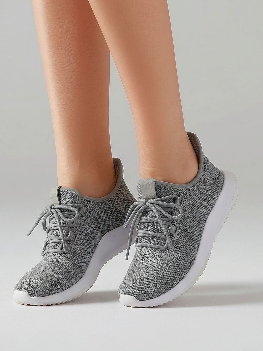 Grey Knit Women's Lightweight Sneakers - adidas - size 9